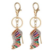 2X Novelty High Heel Shoes Keychains Rhinestone Shoe Keyring Charm Women Handbag Key Holder Girl Bag Pendant Jewelry