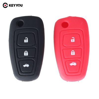 huawe KEYYOU Flip Folding Key Cover Silicone Case For Ford Focus Fiesta 2013 Fob Case 3 Buttons