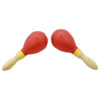 1 Pair Portable Plastic Maracas Wood Handle Egg Shakers Sand Hammer Rattles Percussion Musical Accessory