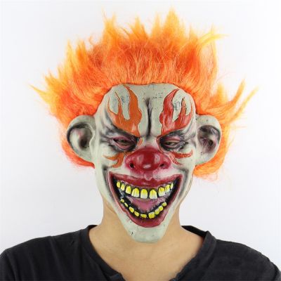 Joker Latex Mask With Hair Terrifier Clown Cosplay Masks Horror Full Head Mask Halloween Costumes Accessory Carnival Party Props