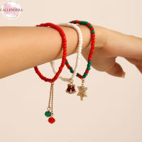 3pcs Christmas Beaded Bracelet Set Fashion Colorful Snowflake Bell Rice Beads Bracelet For Christmas Gifts