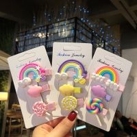 3Pcs Cartoon Rainbow Lollipop Hairpins Children Girl Hair Clip Pin Hairgrips Accessories For Women Kids Hair Ornaments Headdress