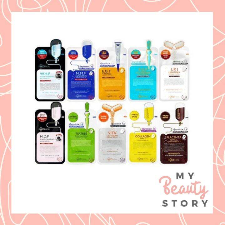 [AUTHENTIC] Mediheal Face Mask (Collagen Vita Lightbeam Tea Tree HDP