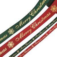 (25 yardslot) 10mm25mm Red and green gold hot stamping decorative ribbon Christmas decoration ribbons