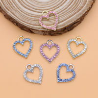 10Pcs Silver Gold Plated Crystal Hollow Heart Charms Love Pendants for Jewelry Making DIY celet Earrings Necklace Accessories