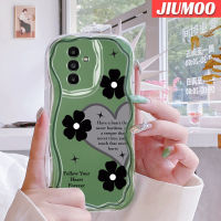 JIUMOO เคส A14ปลอกสำหรับ Samsung กาแล็คซี่5G A04s ลายการ์ตูนแฟชั่นขอบคลื่นความรักเนื้อครีมเคสมือถือใสปลอกซิลิโคนป้องกันเลนส์กล้องเคสนิ่มกันกระแทกแบบใส