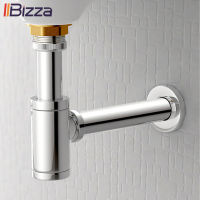 IIBizza Basin Pop Up Drain Chrome Brass Bathroom Sink Siphon Drains Bottle Trap With Pop Up Drain Kit P-TRAP Waste Hardware