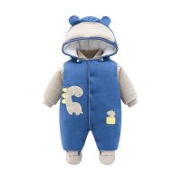 [COD] and winter new baby clothes 0-12 months male one-piece thickened rompers warm hugging