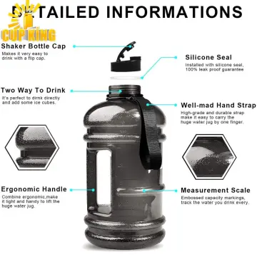 2.2L Large Capacity Sports Water Bottle Gym Drinking Water Bottle Camping  Cup Portable Outdoor Big Bottle (Black )