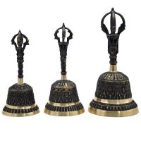 Black Brass Handicraft Large Engraved Hand Bell Loud and Clear Sound for School Meditation Church Bronze Bell Creative Gift