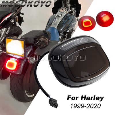 ■ ◄ ไฟเบรกไฟท้ายแอลอีดีติดรถจักรยานยนต์ไฟท้ายเลนส์สีเทาสำหรับ Harley Dyna หางอ่อน Touring Sportster XL883เหล็ก1200