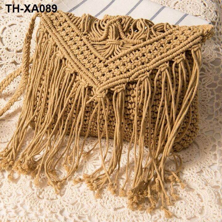 ใหม่-tassel-messenger-shoulder-cotton-woven-beach