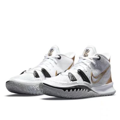 [HOT] Original✅ NK* Kyri- 7 E- P- White Black Gold Mens Basketball Shoes Actual Sports Shoes {Limited time offer}