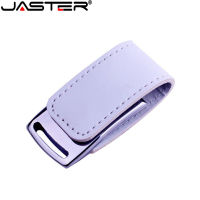 Hot JASTER หนังสีขาวพร้อมกล่องไม้ USB Flash 2.0 Drive 128GB พิมพ์สีฟรีโลโก้ไดรฟ์ปากกา64GB ผ้าลูกฟูก Stick 32GB U Disk