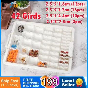 3Pcs 12 Grids Diamond Storage Box, Clear Plastic Bead Containers