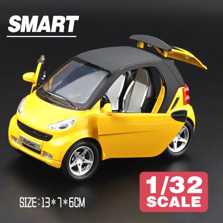 klt-scale-1-32-benz-smart-ของเล่นโลหะผสมรถรุ่นยานพาหนะสําหรับเด็กผู้ชายเด็กจําลองเสียงแสงผลของขวัญงานอดิเรกคอลเลกชัน