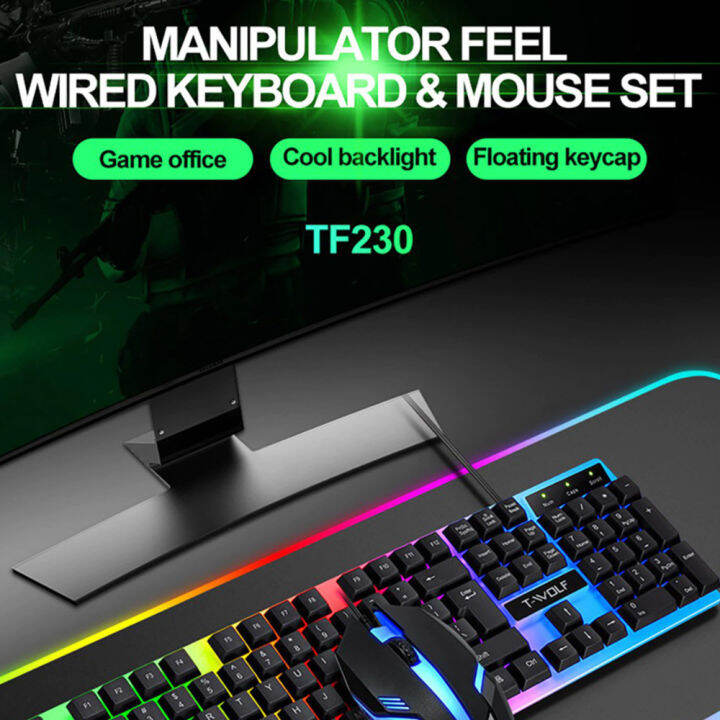 Homeyfy T Wolf Tf Rainbow Led Gaming Keyboard And Mouse Wired Keyboard And Mouse Gaming Set