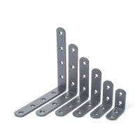 ☢№ 2Pcs Stainless Steel Corner Bracket Black L-Shaped Brackets With Screws Furniture Hardware