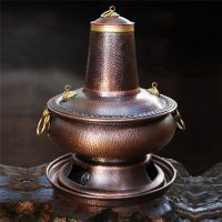 Pure manual thickened commercial hot pot Traditional retro copper hot pot Copper fired boiler Charcoal copper hot pot