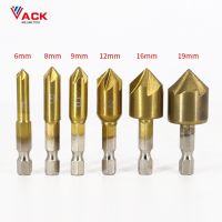 VACK 3Pcs 6Pcs HSS 1/4－Hex Shank Chamfer Countersink Chamfer เจาะ บิต 90 องศาเครื่องตัดลบมุมไม้ 6mm-19mm เจาะโลหะ