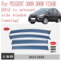 For Peugeot 3008 windows (awning and awning) 3008 DOOR VISOR stainless steel bright strip side window visor 2012 to present