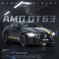 1:24 Mercedes Benz AMG GT63รถสปอร์ตแบบจำลองโลหะผสมหล่อขึ้นรูปรถเสียงเบาดึงถอยหลังของสะสมของขวัญสำหรับเด็ก