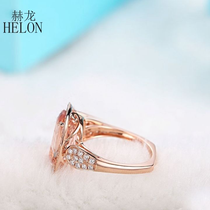 helon-solid-14k-rose-gold-10x14mm-oval-8-7ct-genuine-morganite-amp-pave-0-45ct-natural-diamonds-gemstone-women-trendy-jewelry-ring