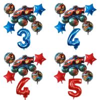 【DT】hot！ 6Pcs Foil Balloons Cartoon Car Number Ballons Birthday Decoration Machines Racing Racecar