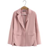 【มีไซส์ใหญ่】Plus Size Womens XL-4XL Solid Color V-neck Spring Autumn Blazers Long Sleeved Ladies Office-wear Button Up Outerwear