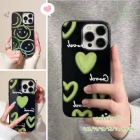 -Candyy.case- เคสกรีนลายหัวใจยิ้มสีเขียว แบบนิ่ม TPU สำหรับรุ่น14 13 12 Pro Max 11 8plus 7plus 6 XR X SE 11Pro Max#136