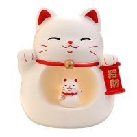 Japanese Resin Lucky Cat Figurines Maneki Neko Home Decoration Ornaments Business Gift Fortune Cat Night Light