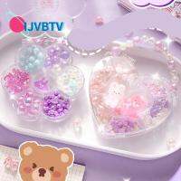 IJVBTV ลูกปัดสีรุ้ง ชุดลูกปัดอะคริลิคสำหรับ DIY พลาสติกทำจากพลาสติก เลื่อมประดับโลหะแวววาว น่ารักน่ารักๆ พร้อมกล่องใส่ ทำพวงกุญแจ