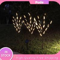 PUDE สวนในสวน ปลั๊กต่อสายดิน ลานแสง ติดตั้งบนพื้นดิน ไฟ LED 60ดวง ใบไม้ต้นคริสต์มาส ไฟพลังแสงอาทิตย์ โคมไฟสำหรับสนามหญ้า