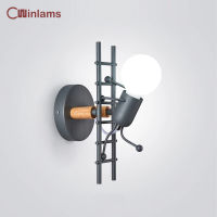 American LED wall light industrial style iron art villain stairs wall sconce children room bedroom ho bedside light fixtures