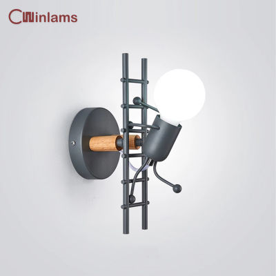 American LED wall light industrial style iron art villain stairs wall sconce children room bedroom ho bedside light fixtures