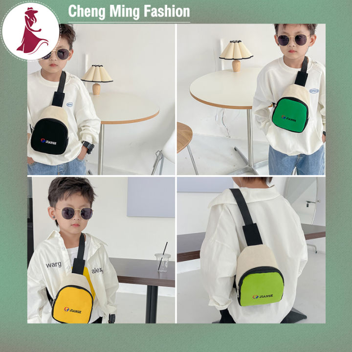 กระเป๋าผ้าใบแคนวาสสำหรับเด็กขนาดเล็กจากกระเป๋าคาดหน้าอกจาก-cheng-คนส่งเอกสารแฟชั่นปักลายกระเป๋าซิป