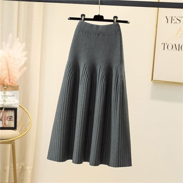 cc-2023-new-and-mid-length-color-a-line-skirt-all-match-knitted-pleated-half-length