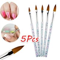 5Pcs Anicure Gel Brush Acrylic French Stripe Nail Art Liner Brush Set 3D Tips Manicure Drawing Pen UV Gel Brushes Painting Tools