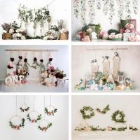 Mehofond Nature White Wall Photography Background Spring Green Grass Floral Scenic Baby Shower Birthday Backdrop Photo Studio Bar  Wine Tools