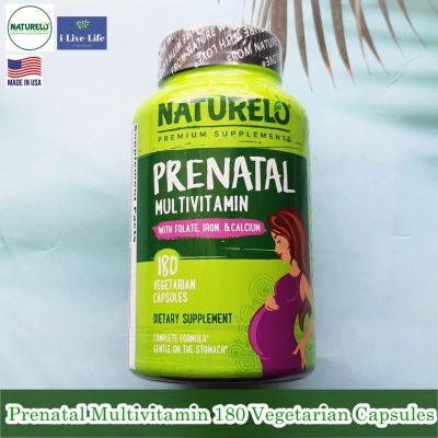 วิตามินรวม สำหรับสตรีก่อนคลอด Prenatal Multivitamin 180 Vegetarian Capsules with Folate, Iron, &amp; Calcium - NATURELO