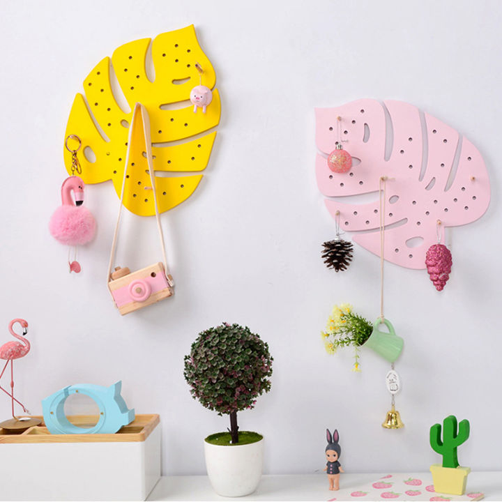 leaf-shaped-key-wall-holder-home-decorative-wooden-hooks-shower-curtain-hooks-bathroom-kitchen-organization-kids-classroom-decor