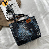 Fashion Tie Dye Print Oxford Women Tote New Denim Casual Shoulder Bag Female Large Capacity Travel Shopping Handbags For 2021