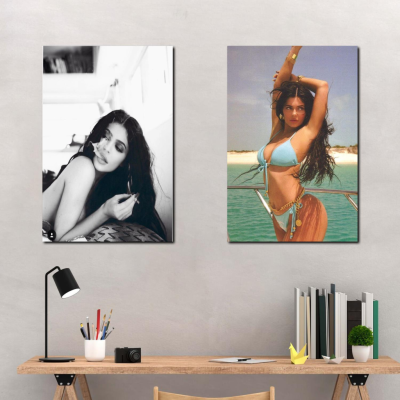 Kylie Jenner ผ้าใบศิลปะโปสเตอร์และผนังศิลปะภาพพิมพ์ครอบครัวสมัยใหม่ห้องนอนตกแต่งโปสเตอร์