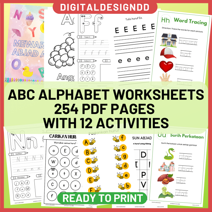 Abc alphabet pdf worksheets for toddler preschool Lembaran kerja ...