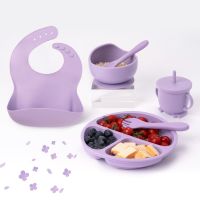 Special Offers Childrens Dishes Set Baby Silicone 6 Piece Tableware Set Suction Cups Forks Spoons Bibs Straws Cups Mother And Baby Supplies