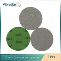 5 Pcs 3 Inch Sponge Sanding Disc 75mm Foam Sandpaper Hook and Loop for Polishing &amp; Grinding for Wood 998A Adhesives Tape