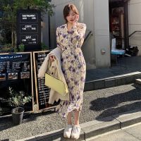 COD SDFGERTYTRRT floral korean women ladies chiffon long sleeve summer maxi dress ready stock new