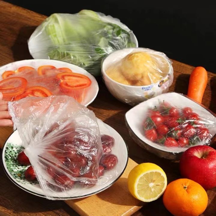 ฟิล์มห่ออาหารหรือแรปห่ออาหาร-พลาสติกแบบใช้แล้วทิ้ง-ถุง-pe-ห่ออาหาร-จำนวน100-ชิ้น-เก็บอาหารคุณภาพสูง-ฝาปิดตู้เย็นอัตโนมัติ