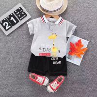 0-4 year old boy polo shirt suit summer baby boy cartoon pattern T-shirt + shorts suit