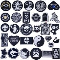 Black Dark Iron On Patches Badges for Sew Seam Tailoring Clothes Suits of Coat Jacket Trousers T-shirt Pants Ornament Apparel Haberdashery